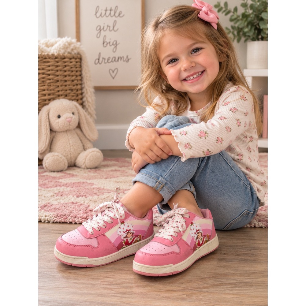 Strawberry Shortcake Girls Pink Low Top Sneakers Character Shoes Size 3